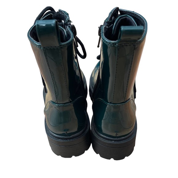 Soda FIRM - Lug Sole Combat Ankle Bootie Lace up w/Side Zipper Dark green - Picture 3 of 6